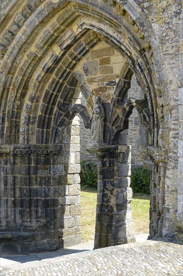Portal of the Notre Dame de Grace chapel at the ruins of Saint-Mathieu Abbey on the Pointe
