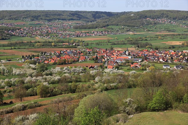 View from the Walberla rock to Ebermannstadt, district of Forchheim, Upper Franconia, Bavaria,
