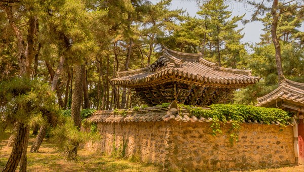 Hyoyeolgak (filial piety and chastity) pavilion located near Suok, South Korea, built in 1928 in