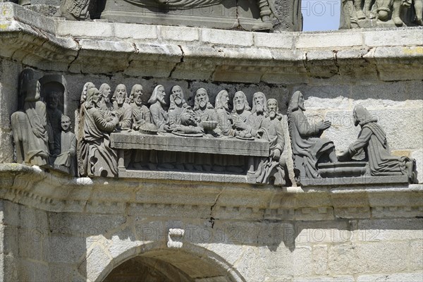 Stone reliefs Entrance into Jerusalem, Last Supper and Washing of the Feet, Calvary Calvaire,