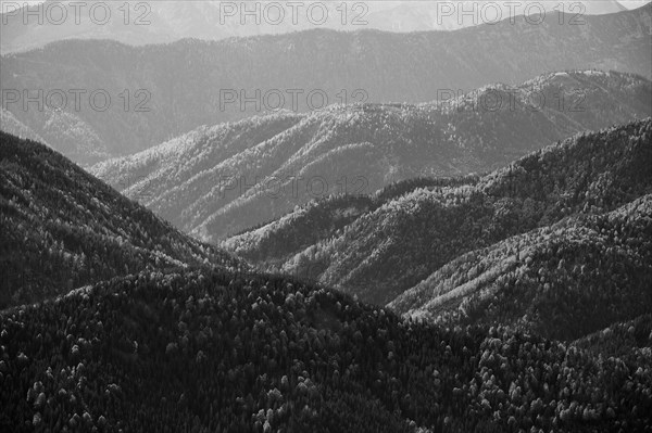 Gentle hills of the Mangfall mountains, view from the Rotwand, Spitzingsee, Mangfall mountains,