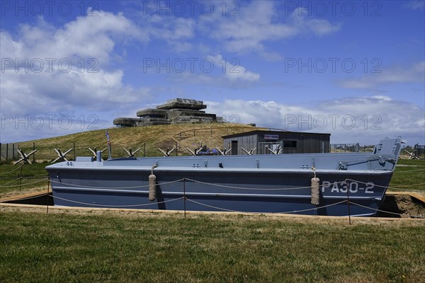 Musee Memoires 39-45, bunker and landing craft from the 2nd World War near the Pointe