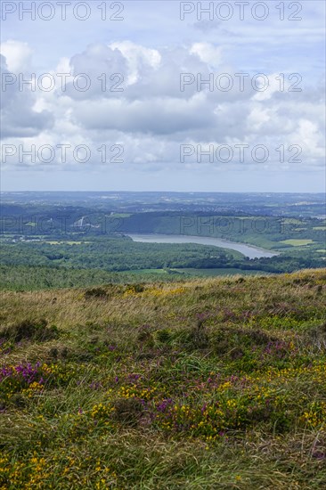 View of the river Aulne and the Pont de Terenez bridge from the summit of the 329 metre high Menez