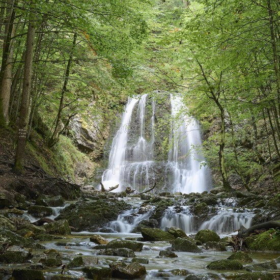 Josefstal Waterfall, Neuhaus am Schliersee, Mangfall mountains, Bavarian Prealps, Upper Bavaria,