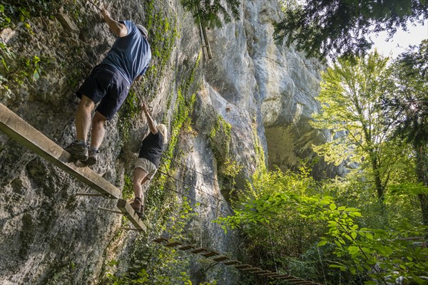 Via ferrata, Nans-sous-Sainte-Anne, Departement Doubs, Bourgogne-Franche-Comte, Jura, France,