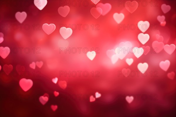 A romantic and dreamy background featuring heart-shaped bokeh lights, perfect for Valentine's Day
