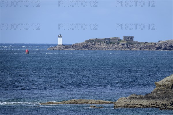 Phare and Fort de Kermorvan near Le Conquet, seen from Pointe Saint-Mathieu, Plougonvelin,