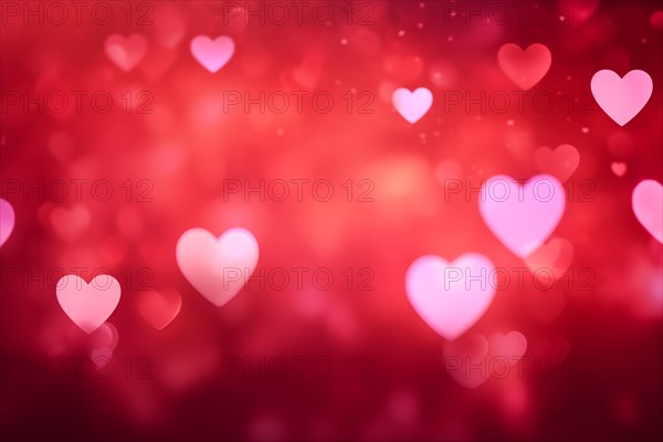A romantic and dreamy background featuring heart-shaped bokeh lights, perfect for Valentine Day or
