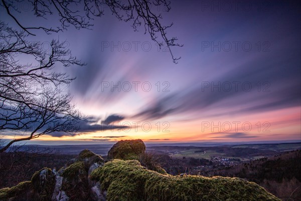 Landscape at the Grosser Zacken, Taunus volcanic region. A cloudy, sunny autumn day, meadows,