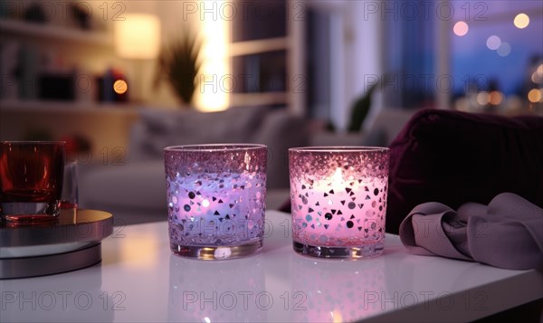 Elegantly lit space with votive candles adding ambiance AI generated