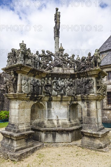 Calvary Calvaire, granite stone carving, Enclos Paroissial parish enclosure of Guimiliau, Finistere
