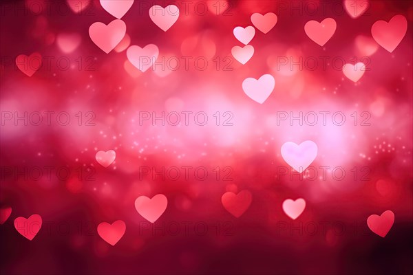 A romantic and dreamy background featuring heart-shaped bokeh lights, perfect for Valentine s Day