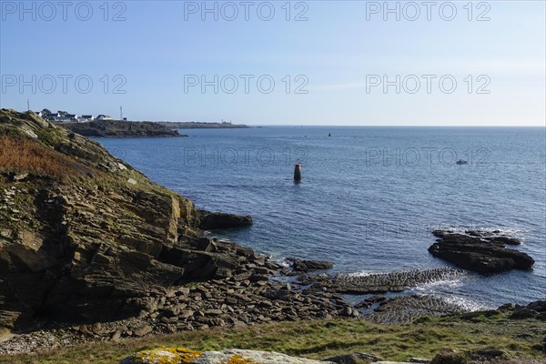 Panoramic view from the peninsula Kermorvan in south direction to the Pointe Saint Mathieu with
