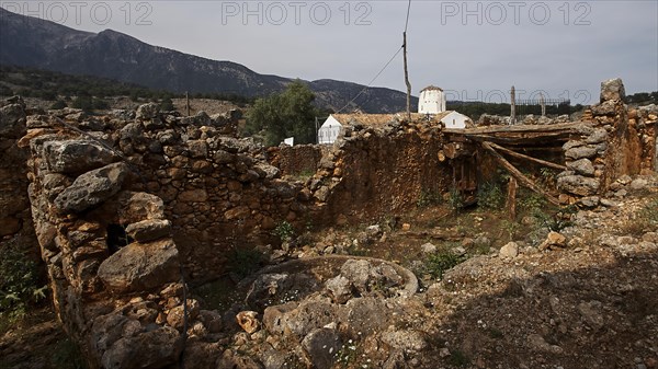 Church of St Michael the Archangel, Cross-domed church, Ruined stone structures, Aradena Gorge,