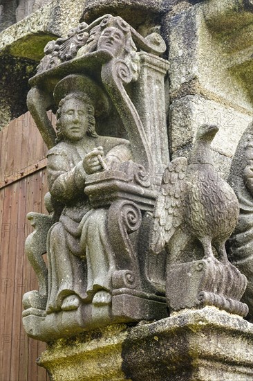 Calvary Calvaire, granite stone carving, Enclos Paroissial parish enclosure of Guimiliau, Finistere