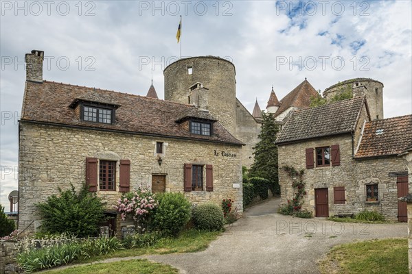 Medieval village and castle, Chateauneuf, Departement Cote-d'Or, Burgundy, Bourgogne-Franche-Comte,
