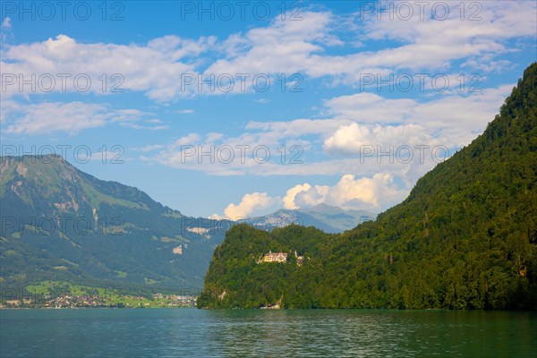 The Historical Grandhotel Giessbach on the Mountain Side on Lake Brienz in Brienz, Bern Canton,