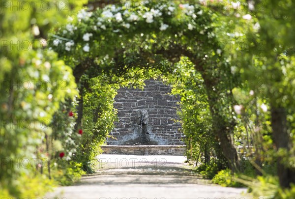 Gargoyle bear at the end of a pleasure walk, Sofiero Palace & Gardens, Helsingborg, Skane laen,