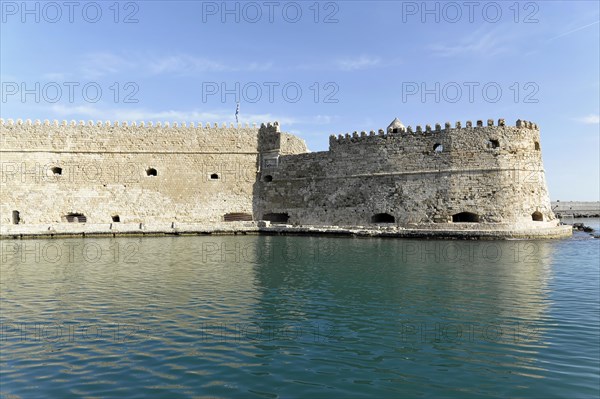 Koules Castle, Venetian harbour, yachts and fishing boats, Heraklion, Iraklion, Crete, Greece,