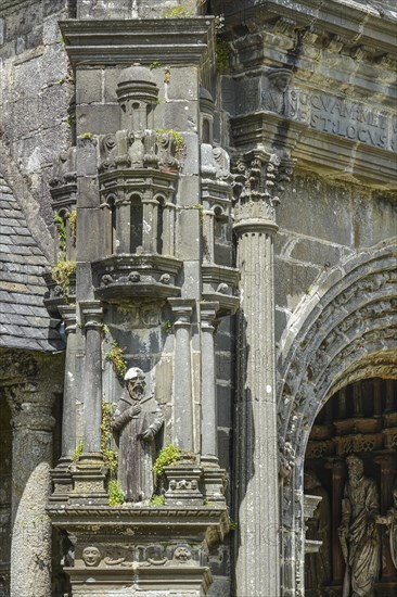 Side portal of the church, Enclos Paroissial parish of Guimiliau, Finistere Penn ar Bed department,