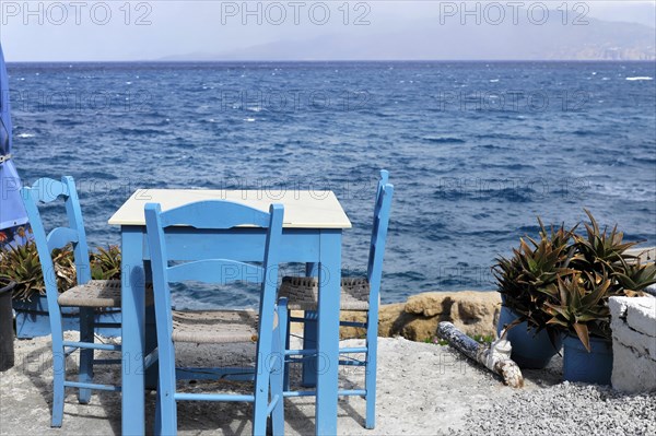 The bay of Matala, island, sea, village, summer, blue sky, beach, bathing beach, island of Crete,