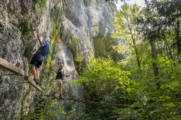 Via ferrata, Nans-sous-Sainte-Anne, Departement Doubs, Bourgogne-Franche-Comte, Jura, France,