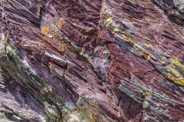 Coloured, ferrous mineral rocks on the beach of Topinetti, near Rio Marina, Elba, Tuscan