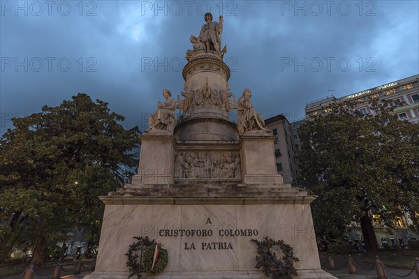 Monument to Christopher Columbus, 1451-1506, at Genova Piazza Principe railway station, Piazza