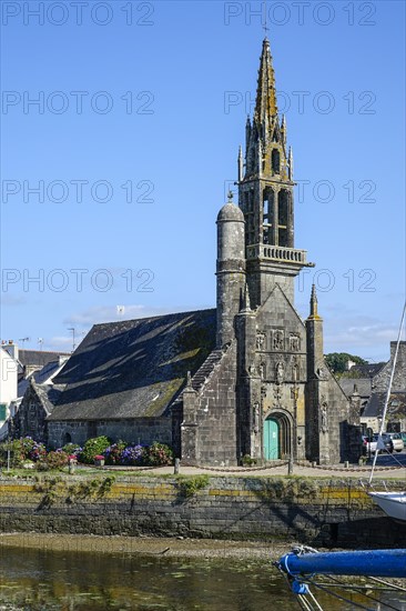 Church of Notre Dame de Bonne Nouvelle at the mouth of the river Le Camfrout in the bay of Brest,
