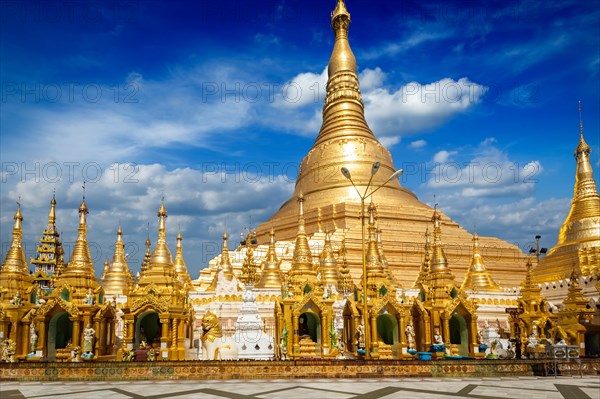 Myanmar famous sacred place and tourist attraction landmark, Shwedagon Paya pagoda. Yangon,