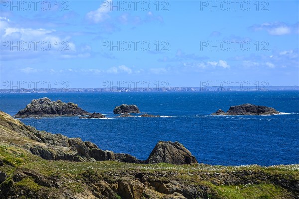 Cliffs at the Pointe Saint-Mathieu, Crozon peninsula, Plougonvelin, Finistere department, Brittany