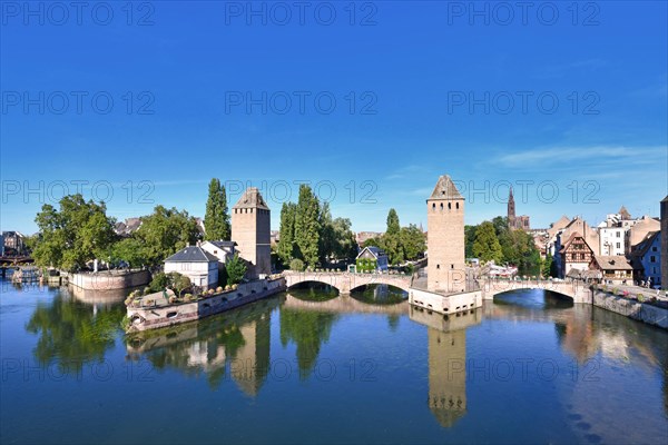 Strasbourg, France, September 2023: Historical tower of 'Ponts Couvert' bridge as part of defensive