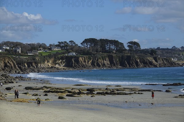 Sandy beach beach Plage Du Trez Hir in Plougonvelin on the Atlantic coast at the mouth of the Bay