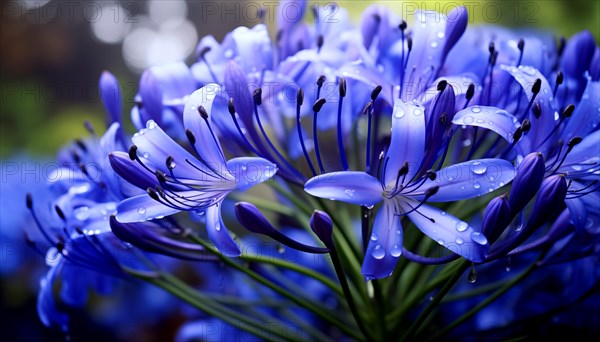 Agapanthus black magic, African lily, with delicate petals against a dark background highlighting