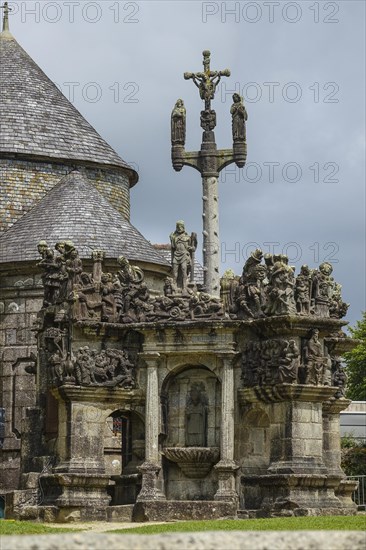 Calvary Calvaire, granite stone carving, Enclos Paroissial parish enclosure of Guimiliau, Finistere