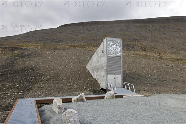 Entrance to the Svalbard Global Seed Vault, largest seed bank in the world and backup facility for
