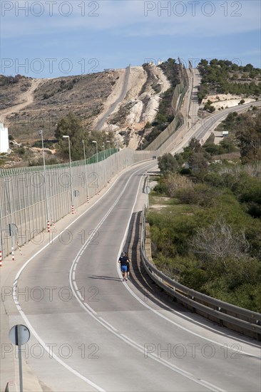High security fences separate the Spanish exclave of Melilla, Spain from Morocco, north Africa,