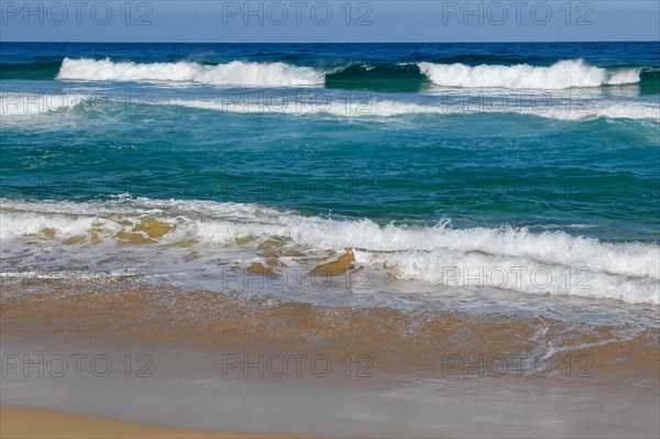 Fuerteventura beach on west coast of Jandia peninsula in front of abandoned village of Cofete with