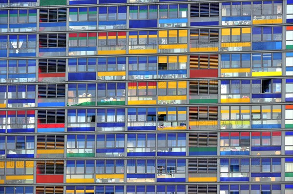 Colourful flats at the Euralille quarter in Lille, France, Europe