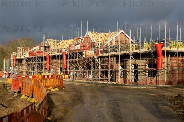 Building site construction new homes, Persimmon housing estate, Honours Meadow, Rendlesham,