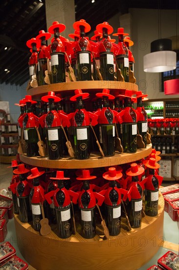 Tio Pepe sherry bottles at Gonzalez Byass bodega, Jerez de la Frontera, Cadiz province, Spain,