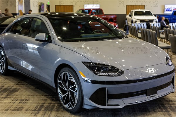 Pontiac, Michigan USA, 4 January 2024, The Hyundai Ioniq 6 electric car was runner-up in the North