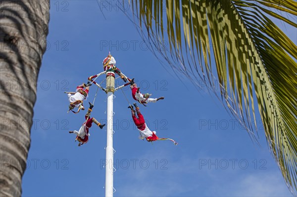 Danza de los Voladores, Dance of the Flyers, flying men of Papantla performing the ancient