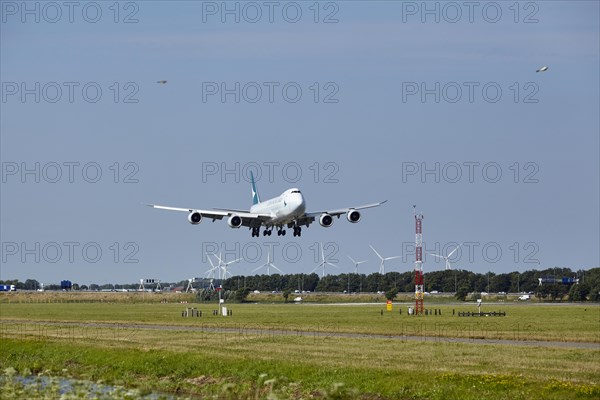 Cathay Pacific Cargo Boeing 747-867F with registration B-LJI lands on the Polderbaan, Amsterdam