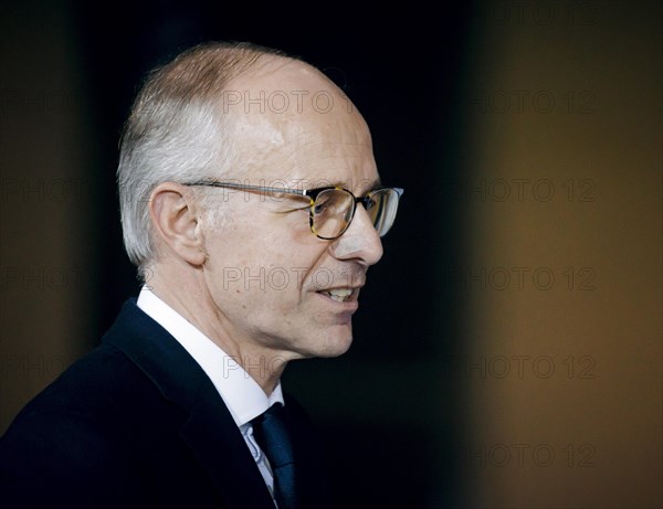 Luc Frieden, Prime Minister of the Grand Duchy of Luxembourg, recorded at a press conference after