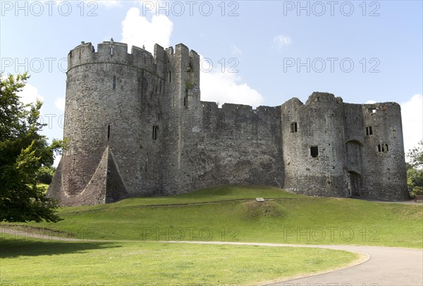 Walls of Chepstow Castle, Monmouthshire, Wales, UK