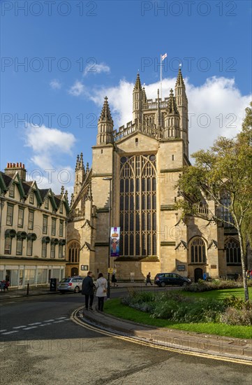 Abbey church fromOrange Grove, Bath, North east Somerset, England, UK