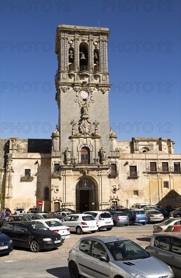 Tower of church Santa Maria de la Asuncion, Plaza del Cabildo, Arcos de la Frontera, Cadiz