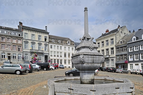 Pillory at the square place Saint-Remacle at Stavelot, Ardennes, Belgium, Europe