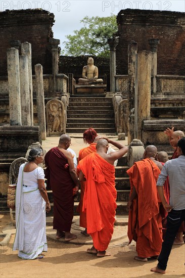 Seated Buddha in Vatadage building, The Quadrangle, UNESCO World Heritage Site, the ancient city of